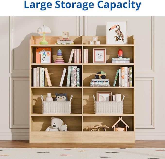 Cozy Castle Toy Storage Organizer, 5 Tier Kids Bookshelf, 10 Cube Toddler Bookcase Storage Cabinet for Playroom, Kids Room, Living Room, Nursery, Cubby, Kindergarten (Oak)