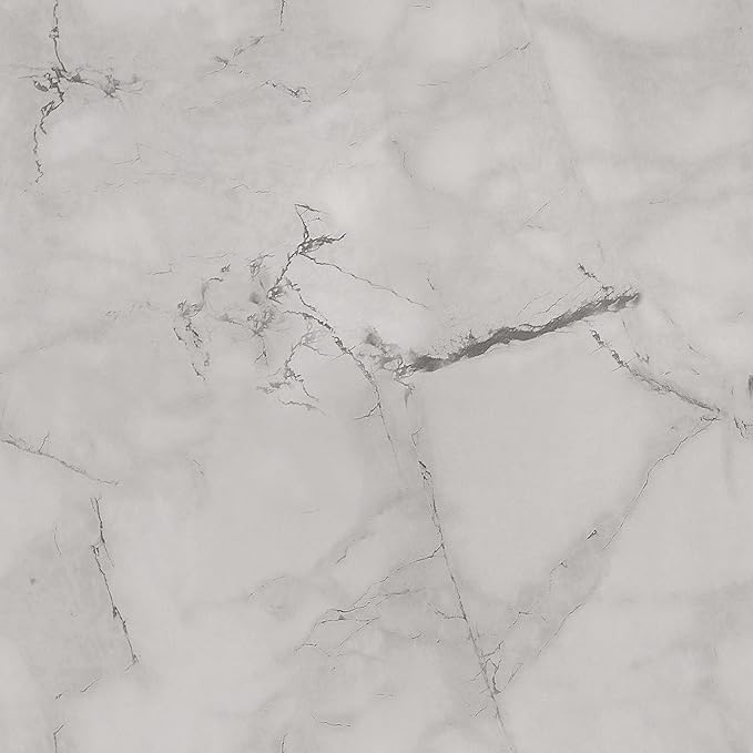 Furinno Besi 2-Tier Modern Round Coffee Table Table with Sturdy Metal Legs, Marble White/Black