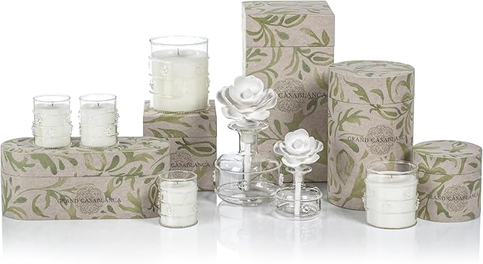 Zodax Grand Casablanca Scented Candle Trio Set for Women and Men - Glass Candles Ideal for Kitchen, Bathroom, and Home Decor - Gift Boxed - Apricot Bloom Scent - Includes 3 Candles