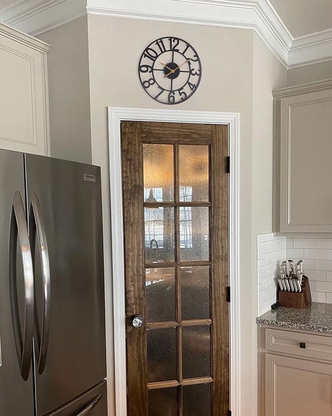 Wall Clocks for Living Room Decor, 14 Inch Silent Analog Battery Operated Wall Clock, Black Rustic Farmhouse Metal Wall Clock for Kitchen, Office, Bedroom