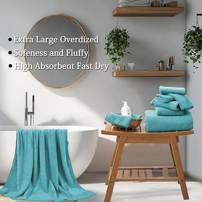 Hailea Extra Large Bath Towels Set 35x70 Inches - Aqua Luxury 600 GSM Oversized Bath Sheet Towel,Ultra Soft Microfiber - Quick Dry,Highly Absorbent Shower Towels Spa Hotel Bathroom Towel Set (4-Pack)