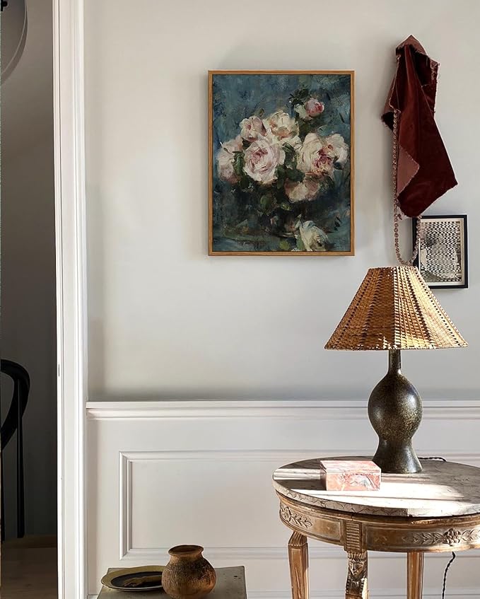 InSimSea Framed Wall Art for Living Room Flower Wall Art Home Decor Roses Vintage Botanical Prints Floral Paintings Canvas Art Wall Decor Floral Canvas Prints for Bedroom Office Decor 11x14in