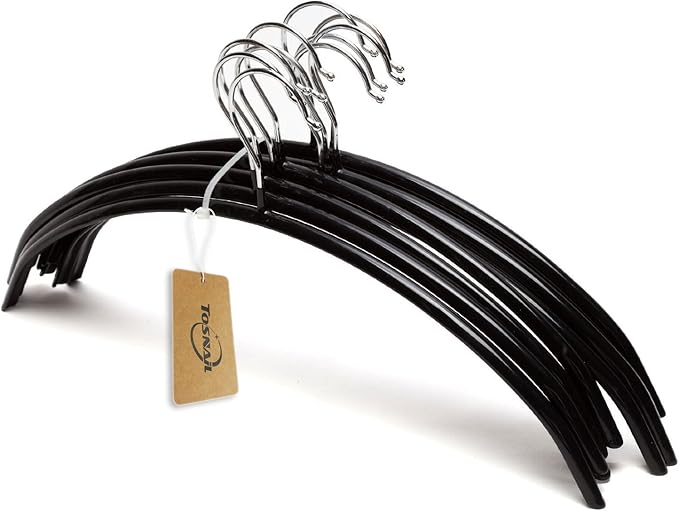 Tosnail 10 Pack Black Super Grippy Slip-Reducing Contour Shirt Hangers, Sweater Hangers, Dimple & Crease Free Hanger Solution - Black