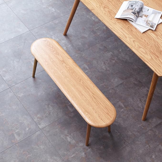 100% Solid Oak Dining Bench, Wood Bench for Bedroom End of Bed with Rounded Corners, Entryway Benches for Dining Room, Kitchen, Living Room (Natural Oak, 39.4")