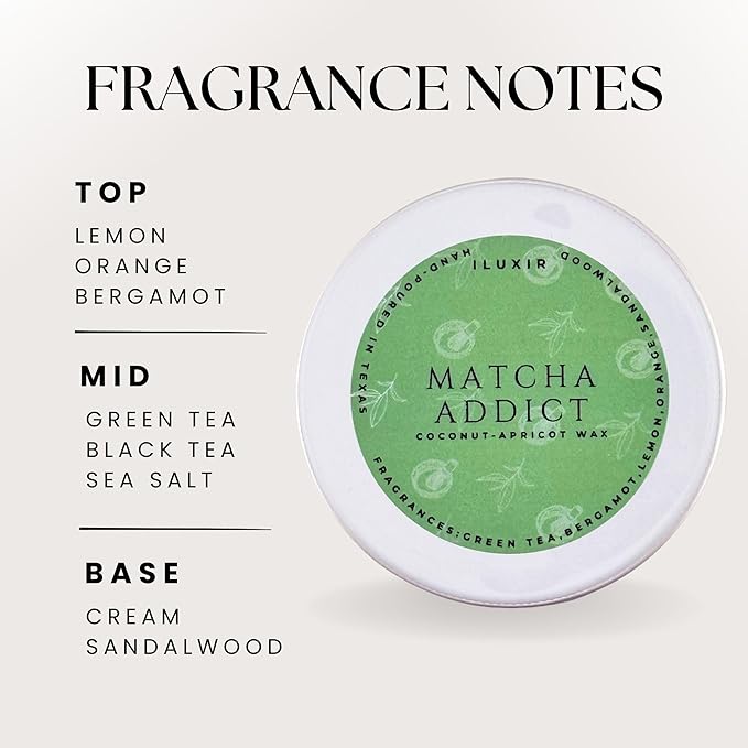 Matcha Scented Candle – Green Tea, Citrus & Sandalwood – Handcrafted, Non-Toxic, Coconut-Apricot Wax – Hand-Poured in The USA – Aromatherapy Candle Set for Relaxation (Pack of 4, 2 oz. Each)