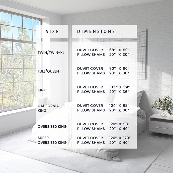 Kotton Culture 120"x120" 1 Pc Super King Plus/Super Oversize King Duvet Cover Only 100% Egyptian Cotton - 600 TC, Zipper Closure & Corner Ties - Fits Only Extra Large Inserts - Striped White