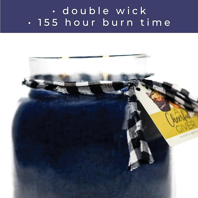 A Cheerful Giver — Blueberry Muffins - 34oz Papa Scented Candle Jar with Lid - Keepers of the Light - 155 Hours of Burn Time, Gift for Women, Blue
