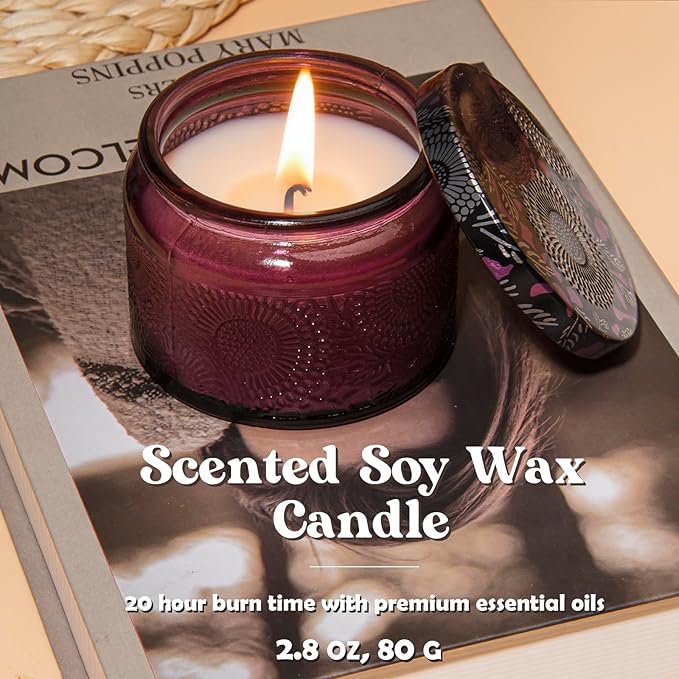 Scented Candles Gift Set 4 Pack, Natural Soy Wax Candles for Home, Natural Soy Wax, Aromatherapy Gifts Sets for Women Men, 11.2 oz-Lavender Vanilla Sandalwood Berry