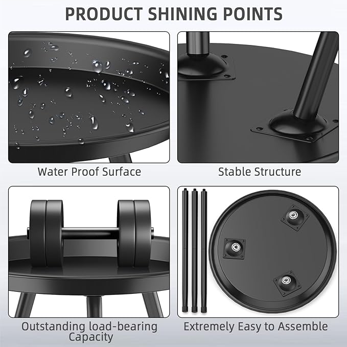 SYQ Small Black Side Table,Modern Round Metal end Table,Simple Circle Accent Table for Outdoor Living Room Bedroom Bathroom Office