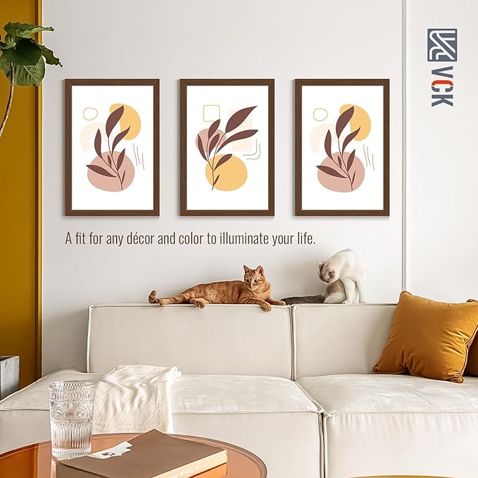 VCK 16x24 Poster Frame Set of 4 - Brown, Gallery-Quality Wood Picture Frames, 1.1-Inch Wide Border, Polished Plexiglass, Vertical or Horizontal Wall Display for Photo/Art/Prints, Brown