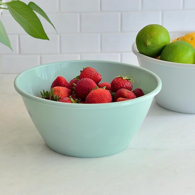 Youngever 9 inch 80 Ounce Plastic Mixing and Serving Bowls, Popcorn Bowls, Salad Bowls, Chip and Dip Serving Bowls, Set of 9 (Urban Color)
