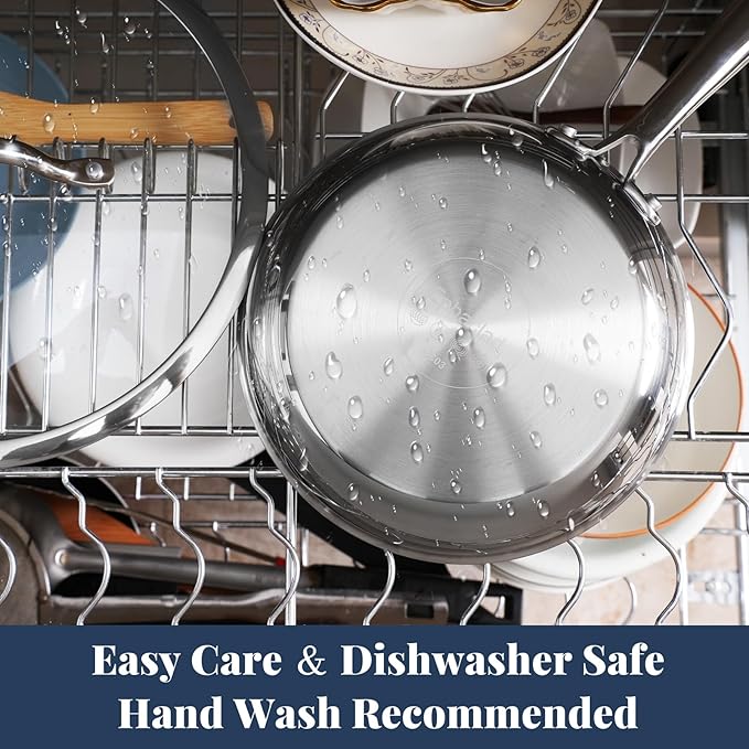 Stainless Steel Nonstick Frying Pan,8 Inch Healthy Non Toxic Ceramic Coating Cookware Works on Induction, Electric Stove and Gas Cooktops,PTFE PFAS PFOA Free Skillet,Dishwasher&Oven Safe