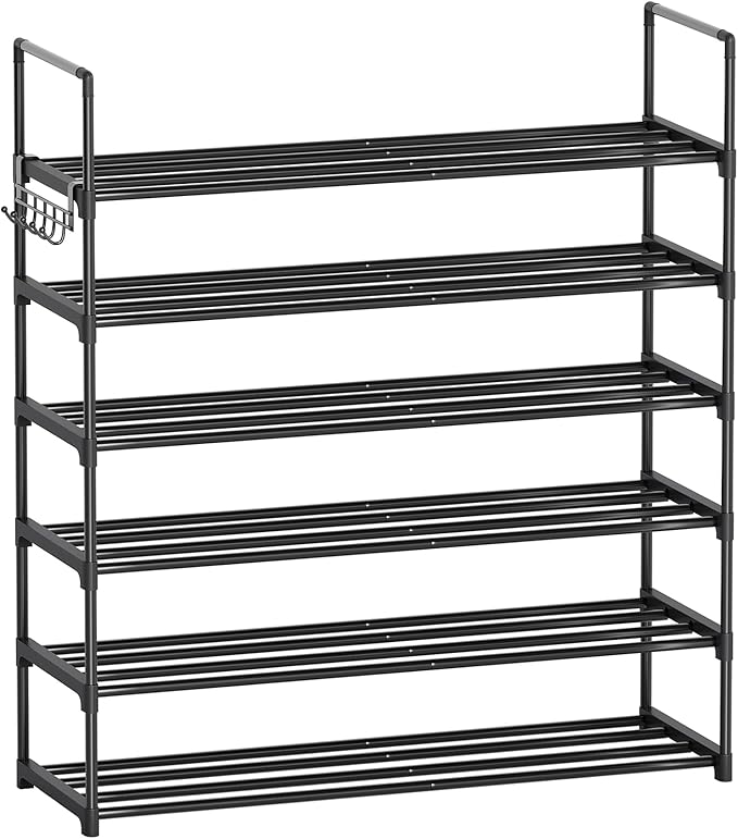6 Tier Shoe Rack, Shoe Rack for Closet, Shoe Organizer for Entryway, Shoe Storage for Front Door Entrance & Entryway, Large Shoe Stand Holder Adjustable Shelf Height