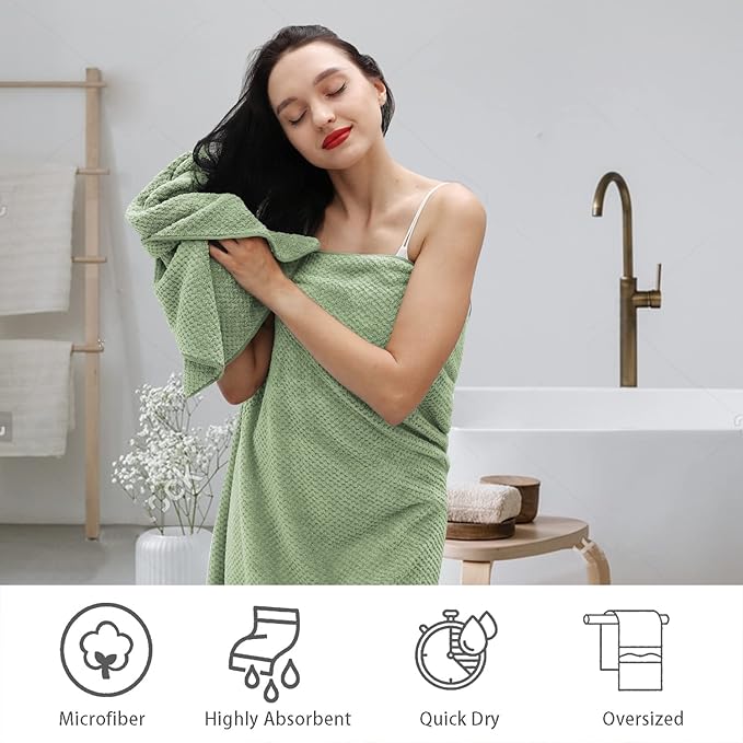Hand Towels Set 2 Pack-16“x31”,Ultra Soft Microfibers Bathroom Towel Set Highly Absorbent Quick Dry Luxury Premium Towel Lightweight Durable Hand Towel Collection for Hotel Spa Gym Kitchen,Green