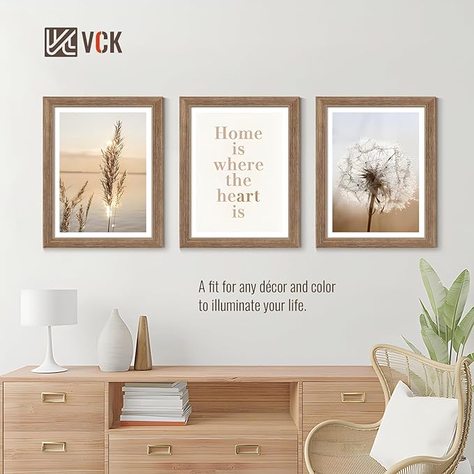VCK 11x14 Picture Frame Set of 4 - Walnut, Gallery-Quality Wood Poster Frames, 1.1-Inch Wide Border, Polished Plexiglass, Vertical or Horizontal Wall Display for Photo/Art/Prints, Walnut