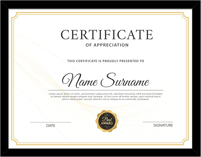 10 Packs 8.5x11 Multi Picture Frames Set, Certificate Frame for Document Diploma Award, Light Weight Bulk 8.5 by 11 Frames Pack for Wall Hanging and Table, Black