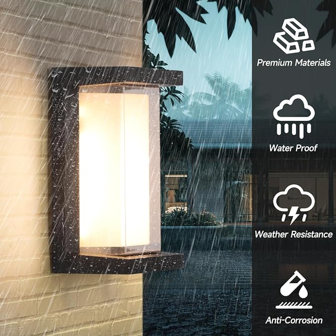 Wall Light Modern Outdoor Light Fixture 24W Outdoor Sconce Lights for House Black Aluminum Outdoor Lighting Waterproof for Porch,Patio,Garage 2100Lm