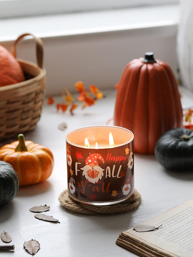 Fall Candle, Pumpkin Vanilla Candles, Pumpkin Scented Candle, Autumn Large 3 Wicks for Home, 14 oz