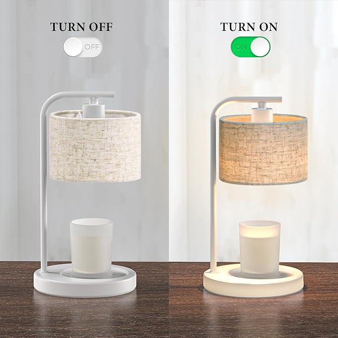 White Candle Warmer Lamp with Timer Dimmer, Electric Candle Warmer Wax Heater, Birthday Gifts for Women Her Mom, House Warming Gifts New Home