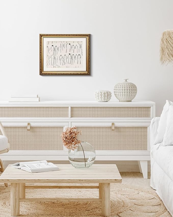 VIYYIEA Gold Framed Wall Art Canvas Print Home Decor Abstract Wall Art Room Decor Minimalist Portrait Artwork Wall Decorations Vintage Bathroom Decor Line-Drawn Wall Pictures Office Decor 13x16in