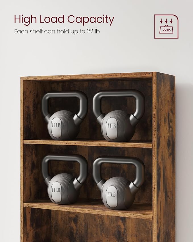 VASAGLE Set of 2 Bookshelves, 23.6 Inches Wide, 3-Tier Open Bookcases with Adjustable Storage Shelves, Floor Standing Units, Rustic Brown ULBC163X01-2