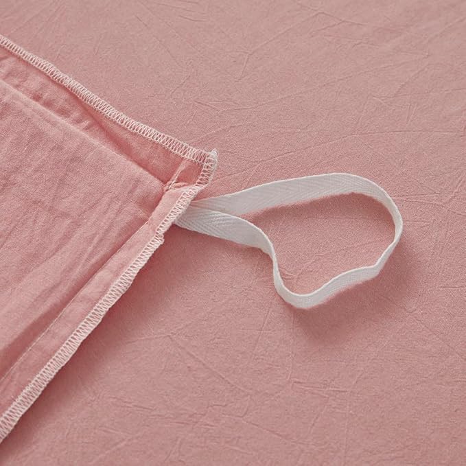 FACE TWO FACE Bedding Duvet Cover Set100% Washed Cotton Duvet Cover Linen Like Textured Breathable Durable Soft Comfy (Twin, Light Pink)