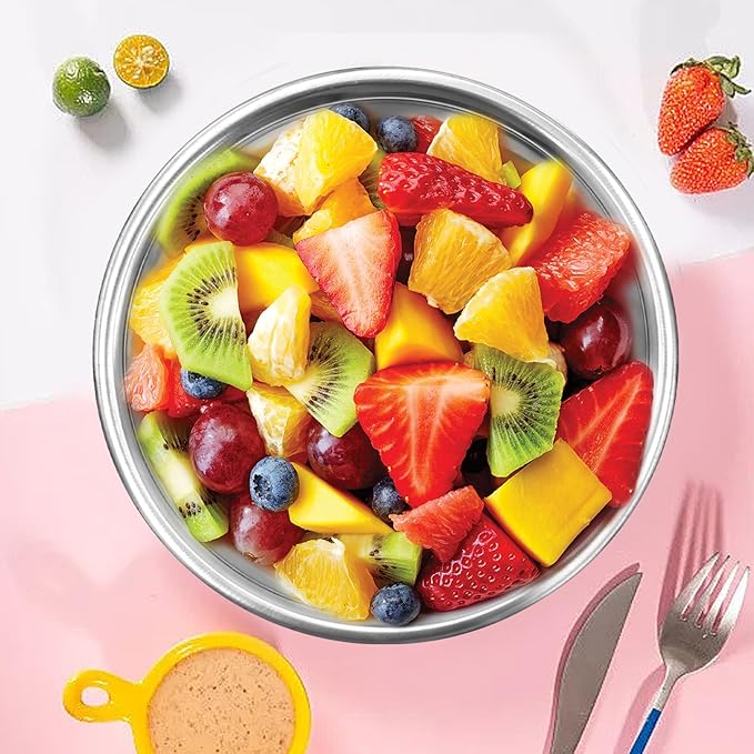 UOIENRT 10 Packs Small Stainless Steel Bowls, 3/4 Quart Prep Bowls with Flat Base, 6 1/2 Inch Wide Metal Bowl for Kitchen Prep Cooking Baking Serving Mixing Cereal