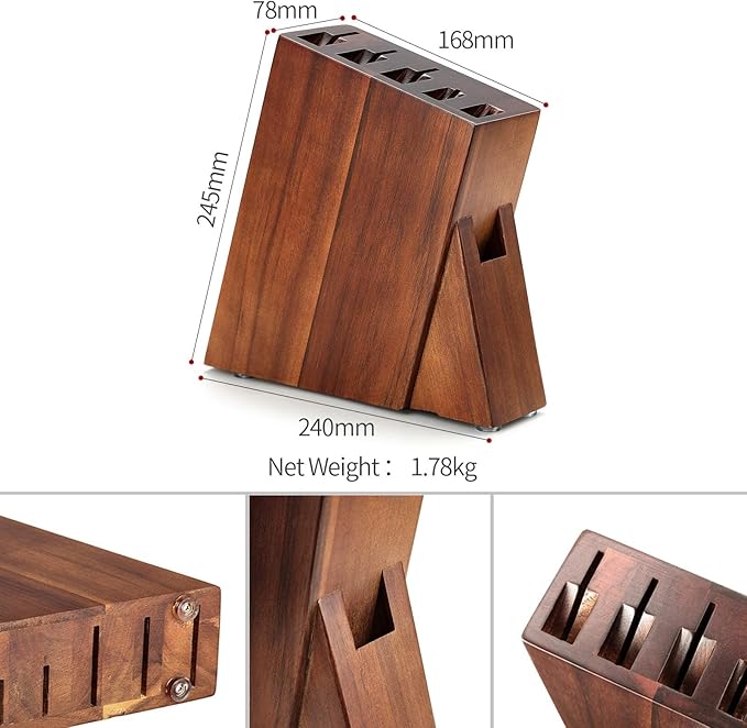 XINZUO 7-Piece Knife Block Set, Super Damascus Steel Kitchen Knife Set with Block,Professional Knife Set for Chefs&Home Cooking,Pakkawood Handle,Chef Gift Box-He Series