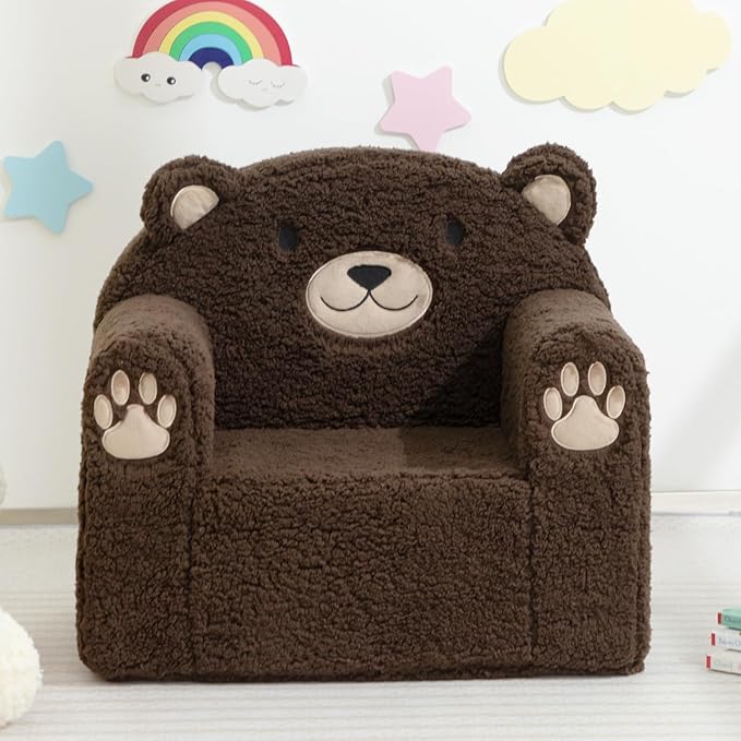 ALIMORDEN Animal Series Kid's Chair, Ultra-Soft Comfy Foam Filled Toddler Sofa Chair, Cute Animal-Shaped Design Toddler Couch, Lightweight Birthday for Baby Boys & Girls (Chocolate Bear)