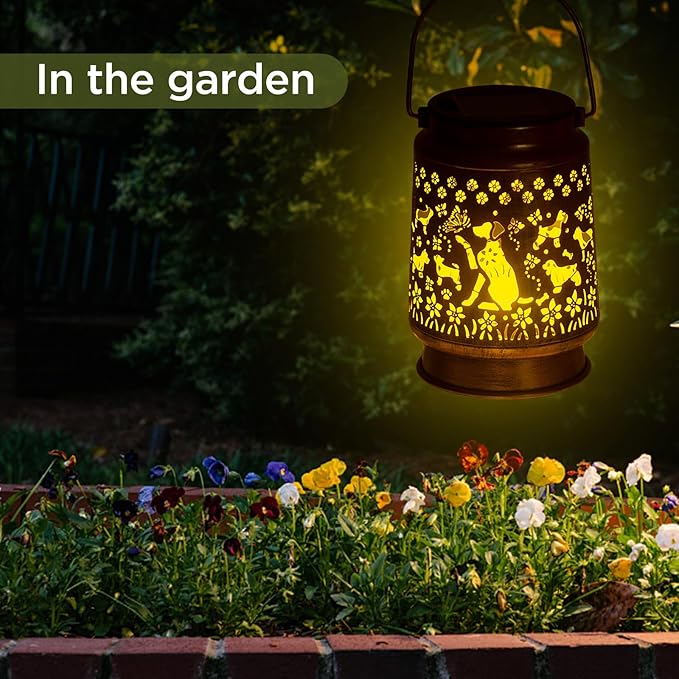 Styleonme Dog Lover Solar Light, Mother's Day Lantern Gift for Mom Grandma Women Sister, Hanging Image Dogs Lanterns, Yard Corridor Garden Decor, Thanksgiving Day, Birthday Gifts