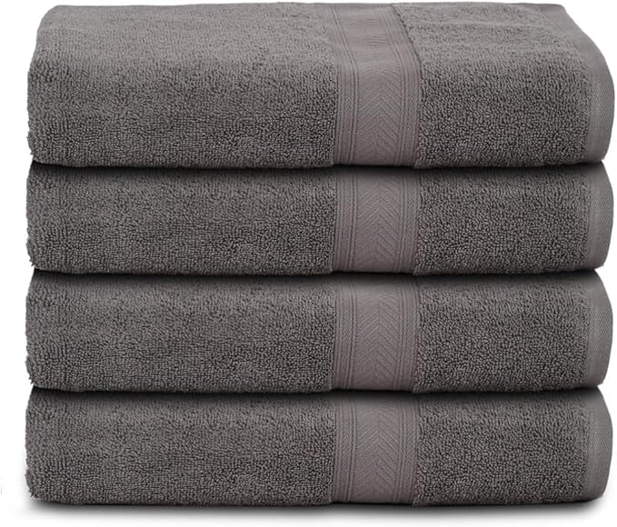 Casa Lino 4 Pack Hand Towels for Bathroom, 18"x28", 100% Cotton, Ultra Soft & Highly Absorbent, Premium Luxury Towels for Gym, Shower, Hotel, New Apartment Essentials, Charcoal