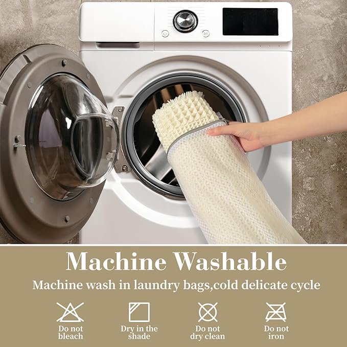 RESARE Waffle Bathroom Runner Rugs, Super Absorbent Bath Mat Non Slip Washable Quick Dry, Ultra Soft Quick Dry Boho Bath Rugs with Tassels for Hallway Bedroom Laundry Room, 2'x6'(24"x72") Cream