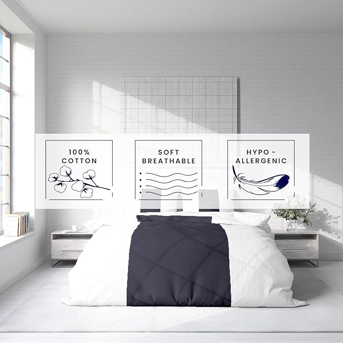 Kotton Culture 3 Pc California King Size Duvet Cover Set -100% Egyptian Cotton Sateen 600 Thread Count Ultra Soft Premium Durable Comforter Cover Zipper Closure & Corner Ties (Speared White,104"x98")
