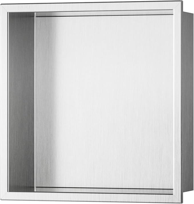 Stainless Steel Shower Niche 12" X 12", No Tile Needed Wall Niche, Recessed Shower Shelf for Bathroom Storage, Brushed Nickel