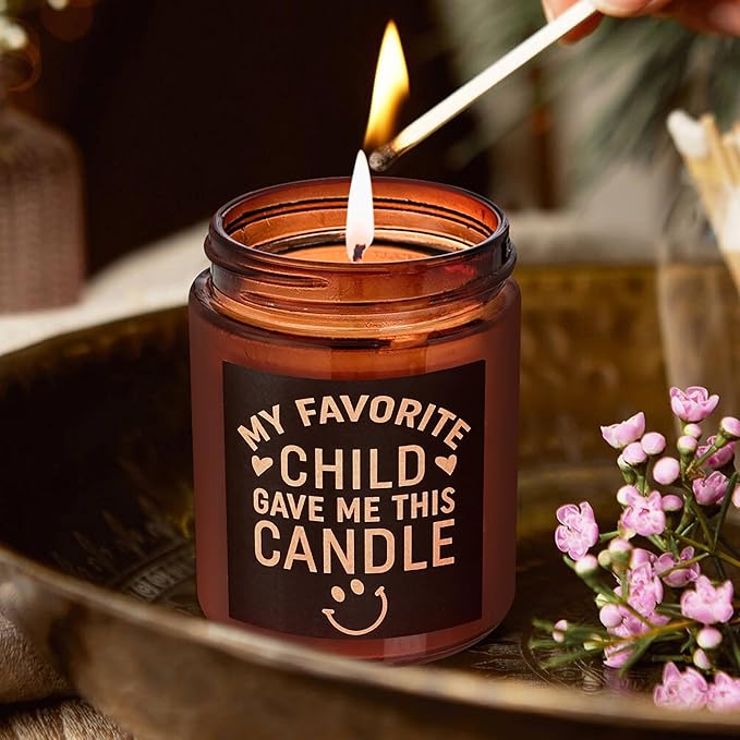 Birthday Gifts for Mom from Son, Daughter - Favorite Child Candle - Mom Candle, Funny Mother Gifts - Fun Relaxing Gift for Women - Lavender Vanilla Natural Soy Wax Candle for Home