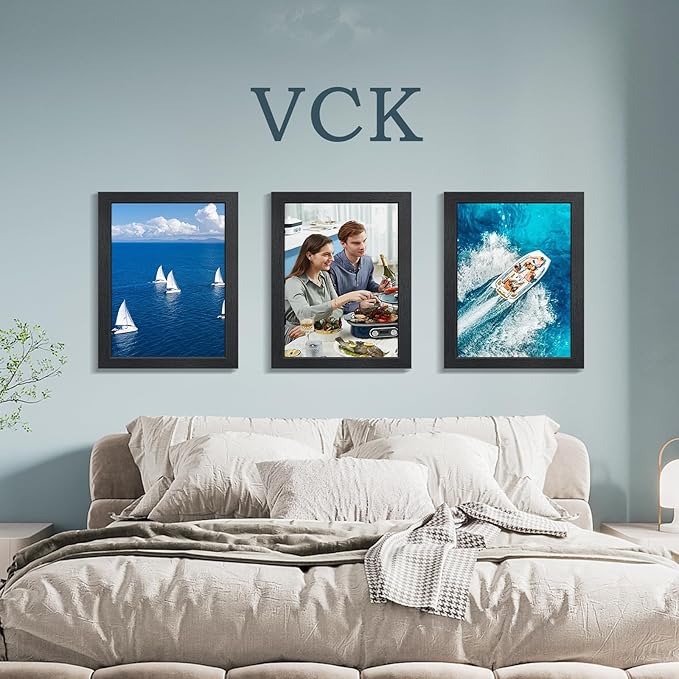 VCK 11x14 Picture Frame Set of 4 - Black, Gallery-Quality Wood Poster Frames, 1.1-Inch Wide Border, Polished Plexiglass, Vertical or Horizontal Wall & Tabletop Display for Photo/Art/Prints, Black