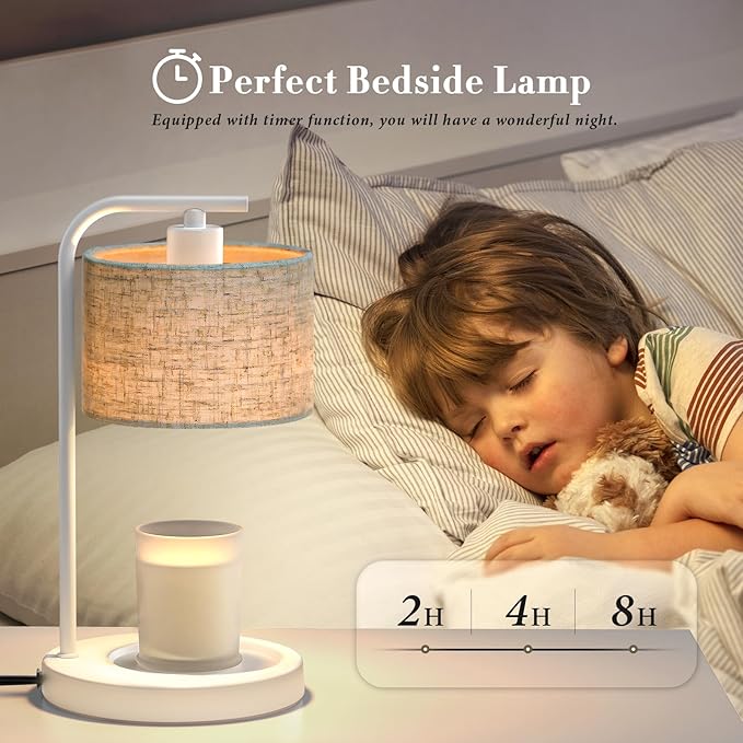 White Candle Warmer Lamp with Timer Dimmer, Electric Candle Warmer Wax Heater, Birthday Gifts for Women Her Mom, House Warming Gifts New Home