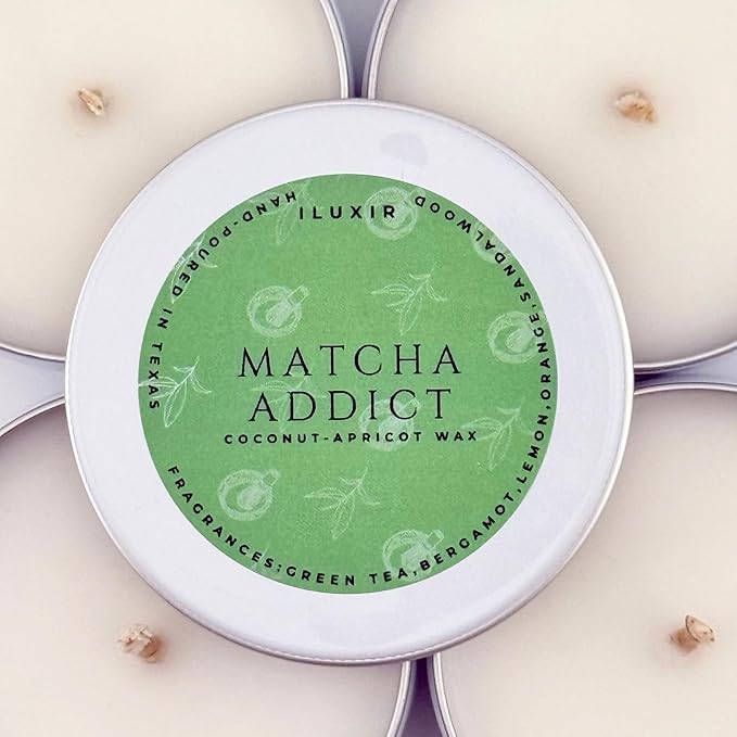 Matcha Scented Candle – Green Tea, Citrus & Sandalwood – Handcrafted, Non-Toxic, Coconut-Apricot Wax – Hand-Poured in The USA – Aromatherapy Candle Set for Relaxation (Pack of 4, 2 oz. Each)