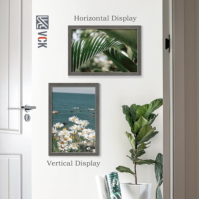 VCK 16x24 Poster Frame Set of 4 - Grey, Gallery-Quality Wood Picture Frames, 1.1-Inch Wide Border, Polished Plexiglass, Vertical or Horizontal Wall Display for Photo/Art/Prints, Grey