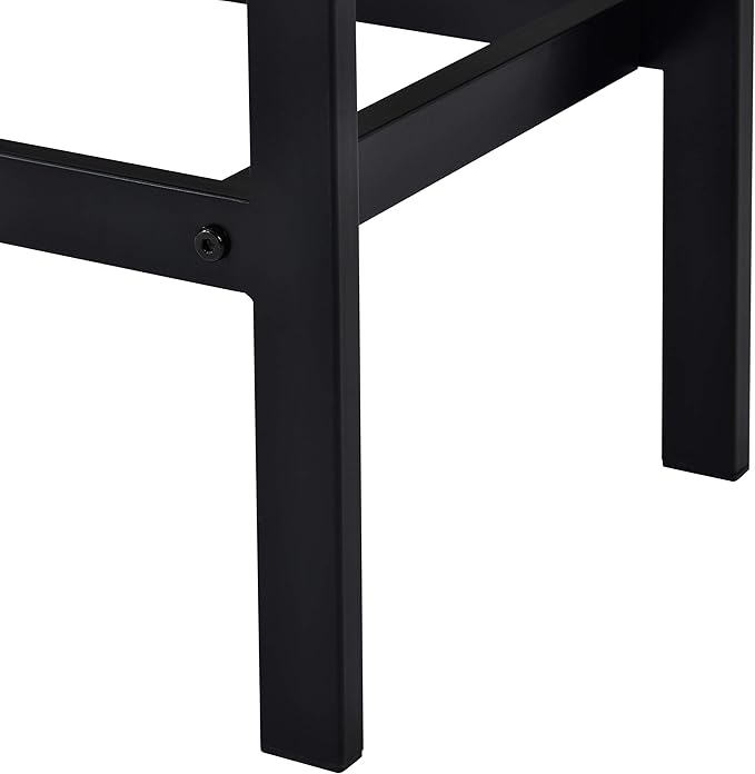 Harper & Bright Designs 4-Piece Dining Table Set, 60.2" L Solid Wood Dining Table with 3 Stools and Metal Frame for Kitchen Dining Room, Antique Brown + Black