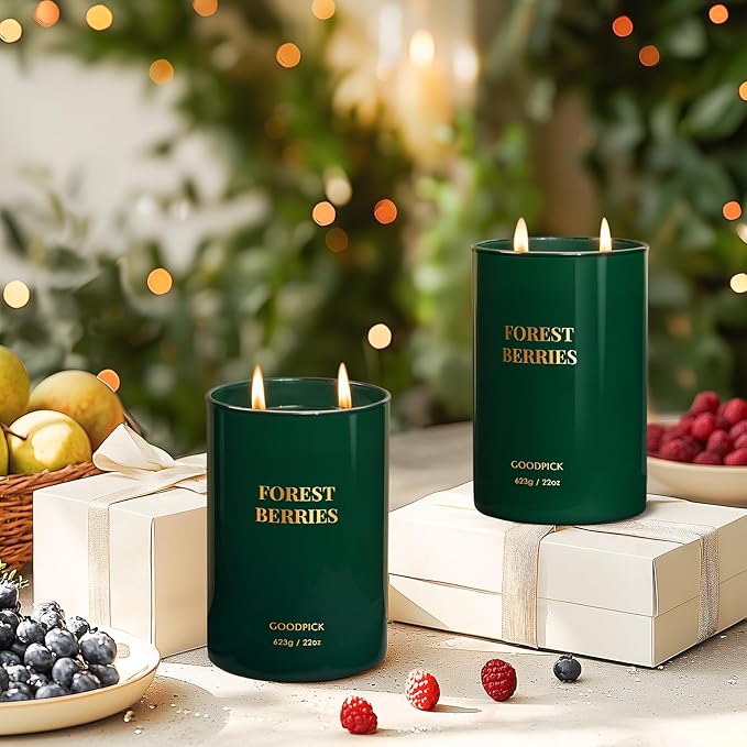 Goodpick Forest Berries Candles, Scented Candles for Home, 22oz Soy Wax, Long Lasting 120hrs, Juicy Fruity Uplifting Living Room Gift