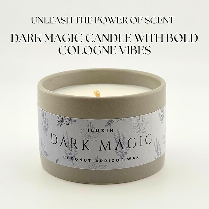 Eucalyptus, Amber & Dark Musk – Bold Cologne-Inspired Aroma - Dark Magic Scented Candle for Men – Hand-Poured in USA, Coconut-Apricot Wax, Phthalate-Free, Long-Lasting Burn (5 oz.)