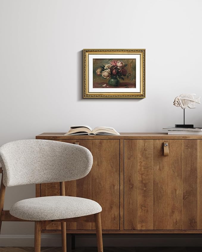 VIYYIEA Gold Framed Wall Art Canvas Print Home Decor Flower Art Vintage Botanical Prints Rustic Farmhouse Wall Decor Mid Century Art Prints Floral Room Decor Wall Pictures Living Room Bedroom 11x14in