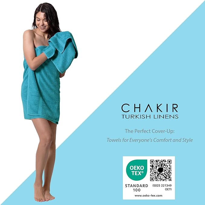 Chakir Turkish Linens, 100% Cotton Premium Quality Turkish Bath Sheets (35''x70'' Large Bath Sheet Towels - Aqua)