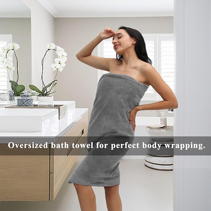 MINCHI 4 Piece Oversize Bath Towels Set, Ultra Soft Absorbent Bathroom Towel for Home and Hotel Shower Towel Oversized Bath Sheet, 35x70 Large Bath Towels 600 GSM, Gray