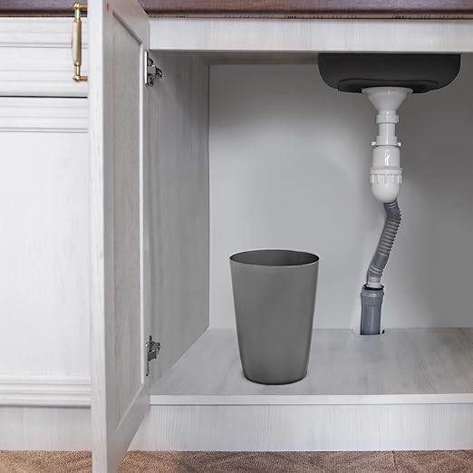 HOLDN’ STORAGE Small Trash Can - Set of 2 Open Top Waste Bin of 1.58 Gallon, Compact Waste Can Perfect for Bathroom, Kitchen, Office, Dorm - Durable Garbage Can - Gray