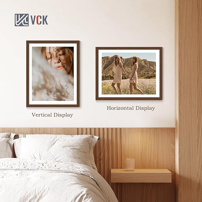 VCK 22x28 Poster Frame Set of 4 - Brown, Gallery-Quality Wood Picture Frames, 1.1-Inch Wide Border, Polished Plexiglass, Vertical or Horizontal Wall Display for Photo/Art/Prints, Brown