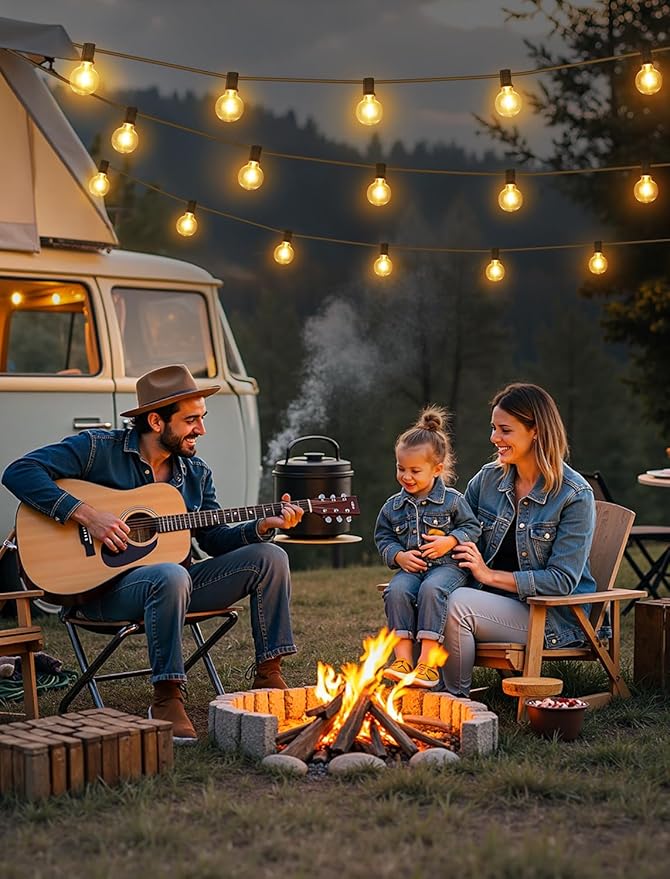 25FT Solar String Lights Outdoor with Remote, Waterproof Dimmable 3 Modes Patio Lights with 10+1 LED Shatterproof G40 Bulbs for Backyard-Black