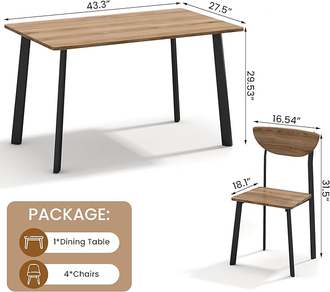 Hooseng Dining Room Table Set Dinner Table Set for 4 Breakfast Table Set for 4, Suitable Kitchen, Living Room, Breakfast, Small Spaces (1, Moon)