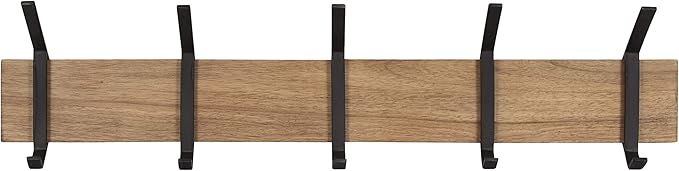 Kate and Laurel Rossmore Farmhouse 5-Hook Wall Hanging Coat Rack, Natural Rustic Wood, Modern Hanging Rack for Coats, Bags, Or Pots and Pans